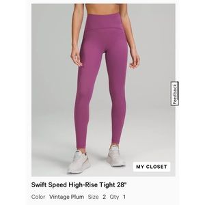 Lululemon Swift Speed high-rise tight 28” size 2